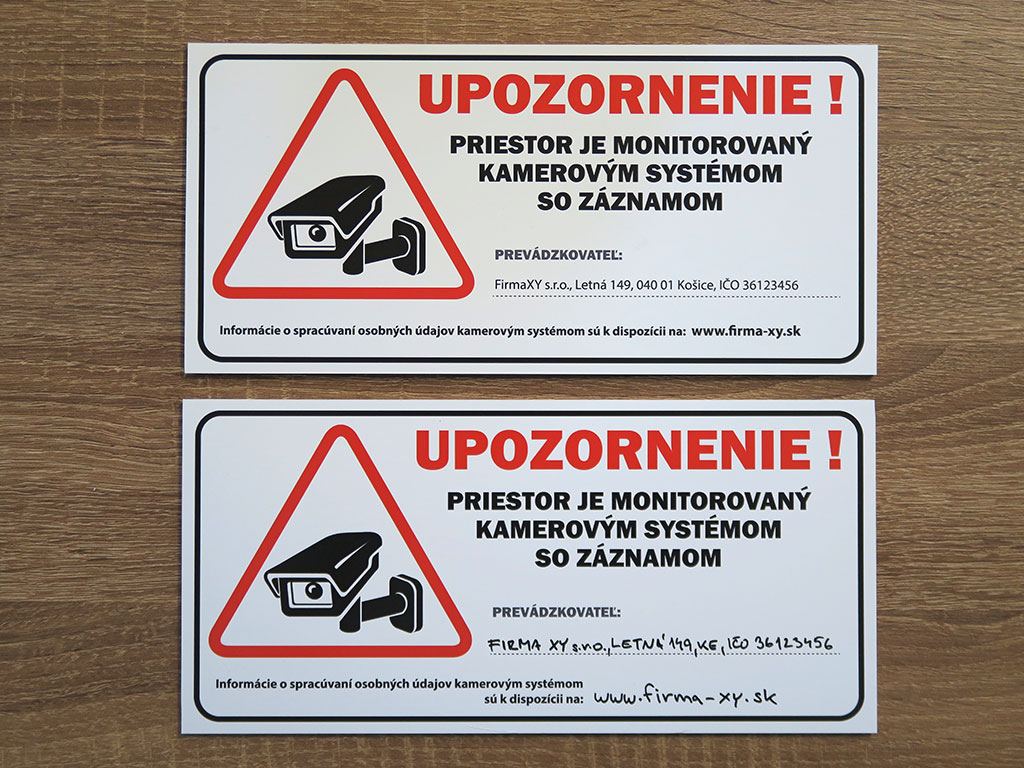 Priestor monitorovaný kamerovým systémom Priestor monitorovaný kamerovým systémom