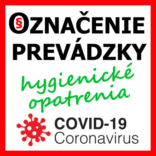 označenie prevádzky koronavírus