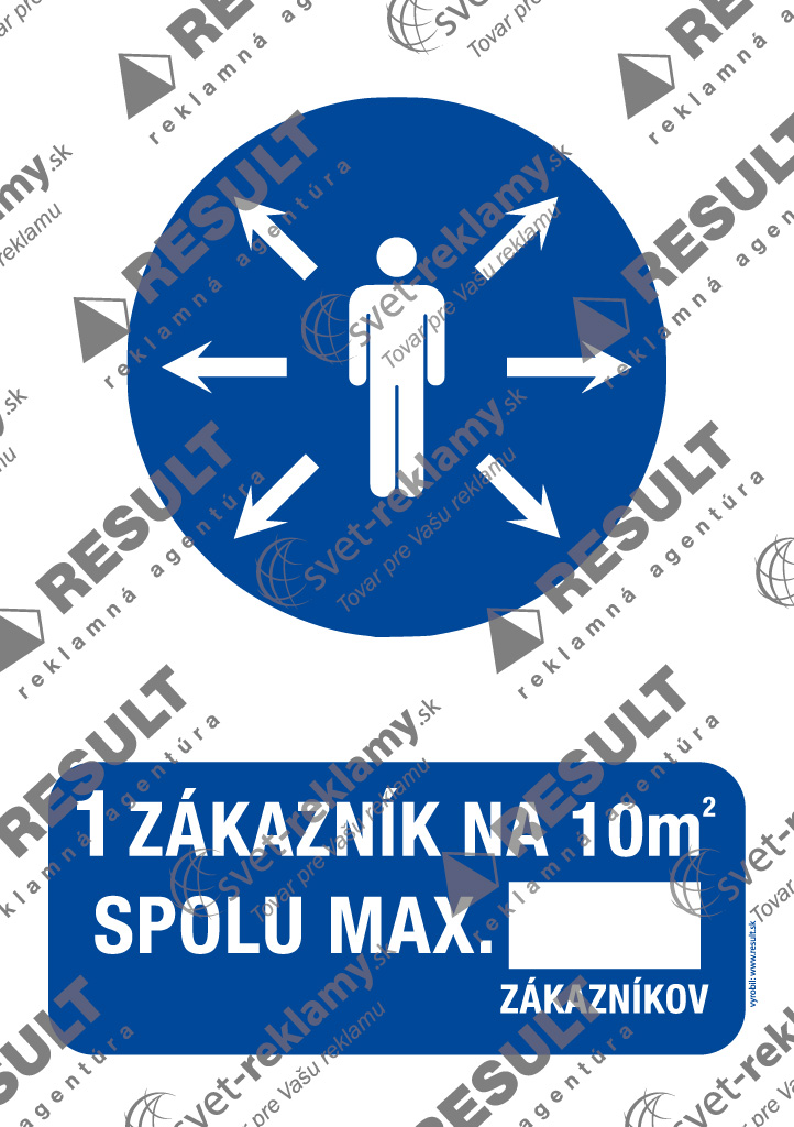 Nálepka 1 zákazník na 10 m2 Nálepka 1 zákazník na 10 m2