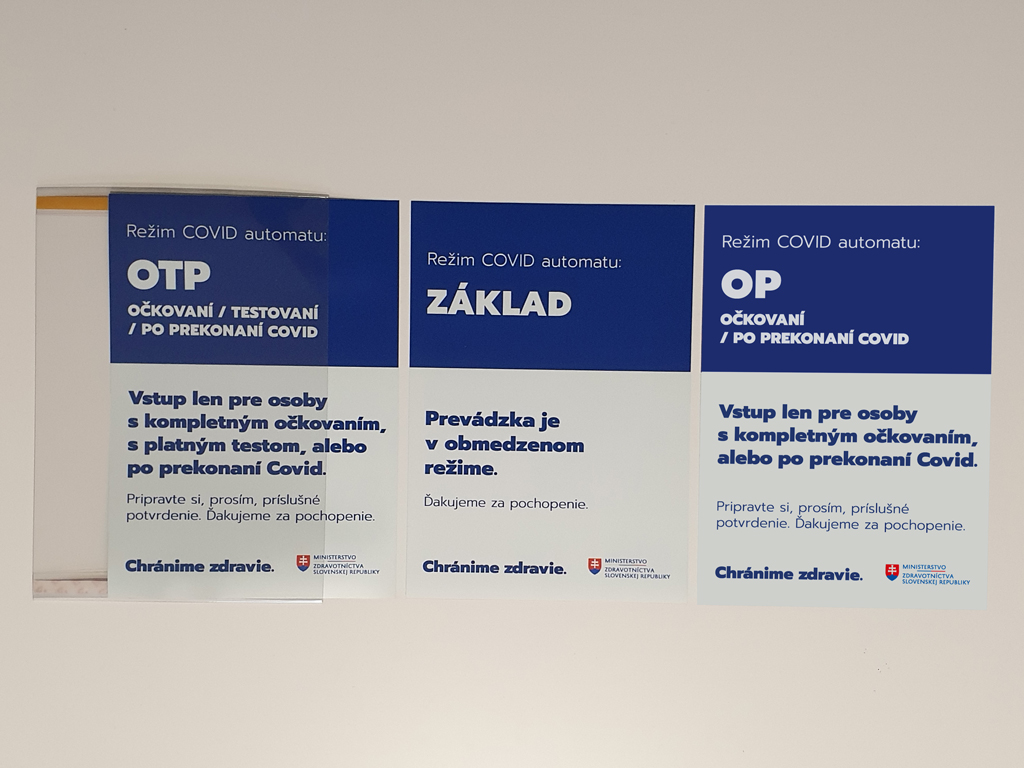 Vymeniteľná sada komplet - na označenie REŽIMOV - kapsa A4 + 3x oznam Vymeniteľná sada na označenie REŽIMOV - kapsa A4 + 3x oznam